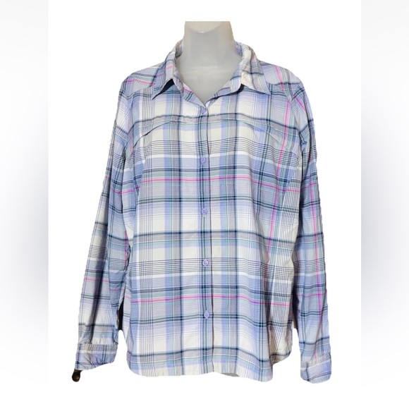 Columbia Silver Ridge Plaid Shirt Top Roll Tab Long Sleeve Utility Women's Sz XL - Picture 1 of 10